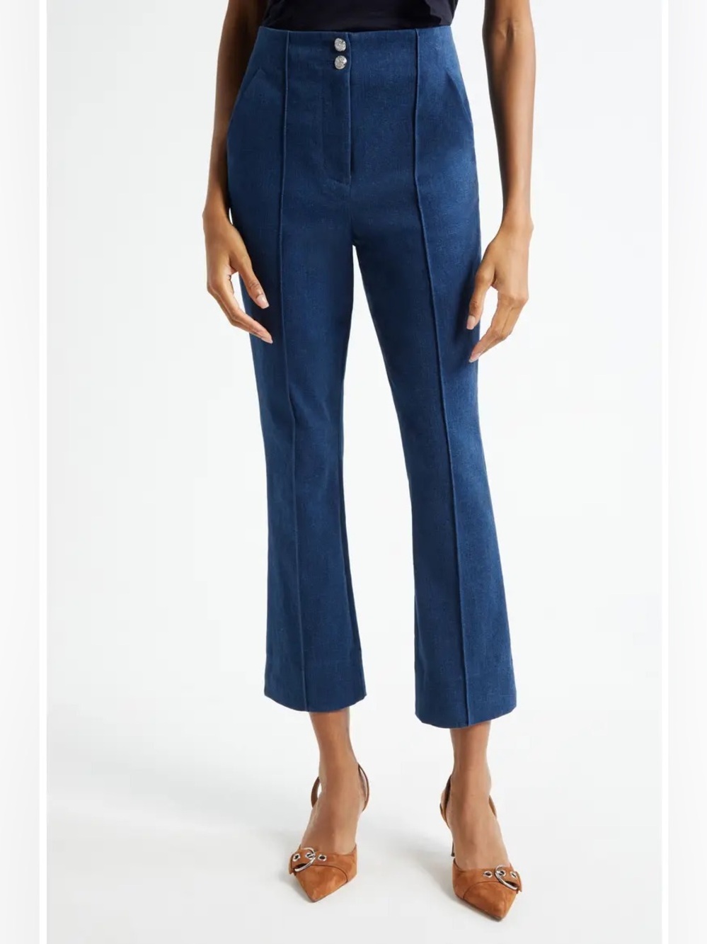 VERONICA BEARD Kean Pants Women's Size 10 Moody Blue Stretch Denim Retro Flare